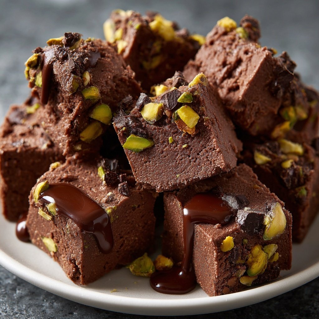 Chocolate Pistachio Fudge Bites