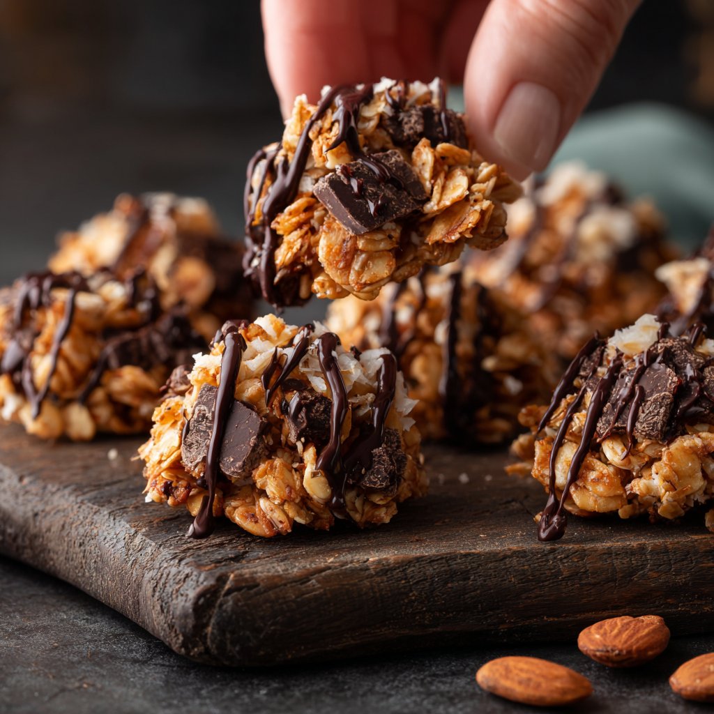 Chocolate Almond Coconut Granola Bites