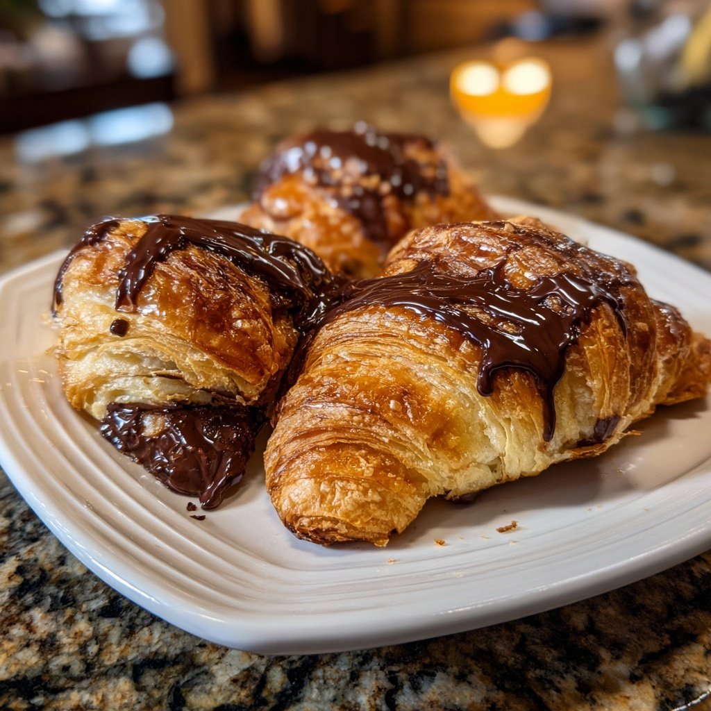 Valentines Breakfast Chocolate Croissants