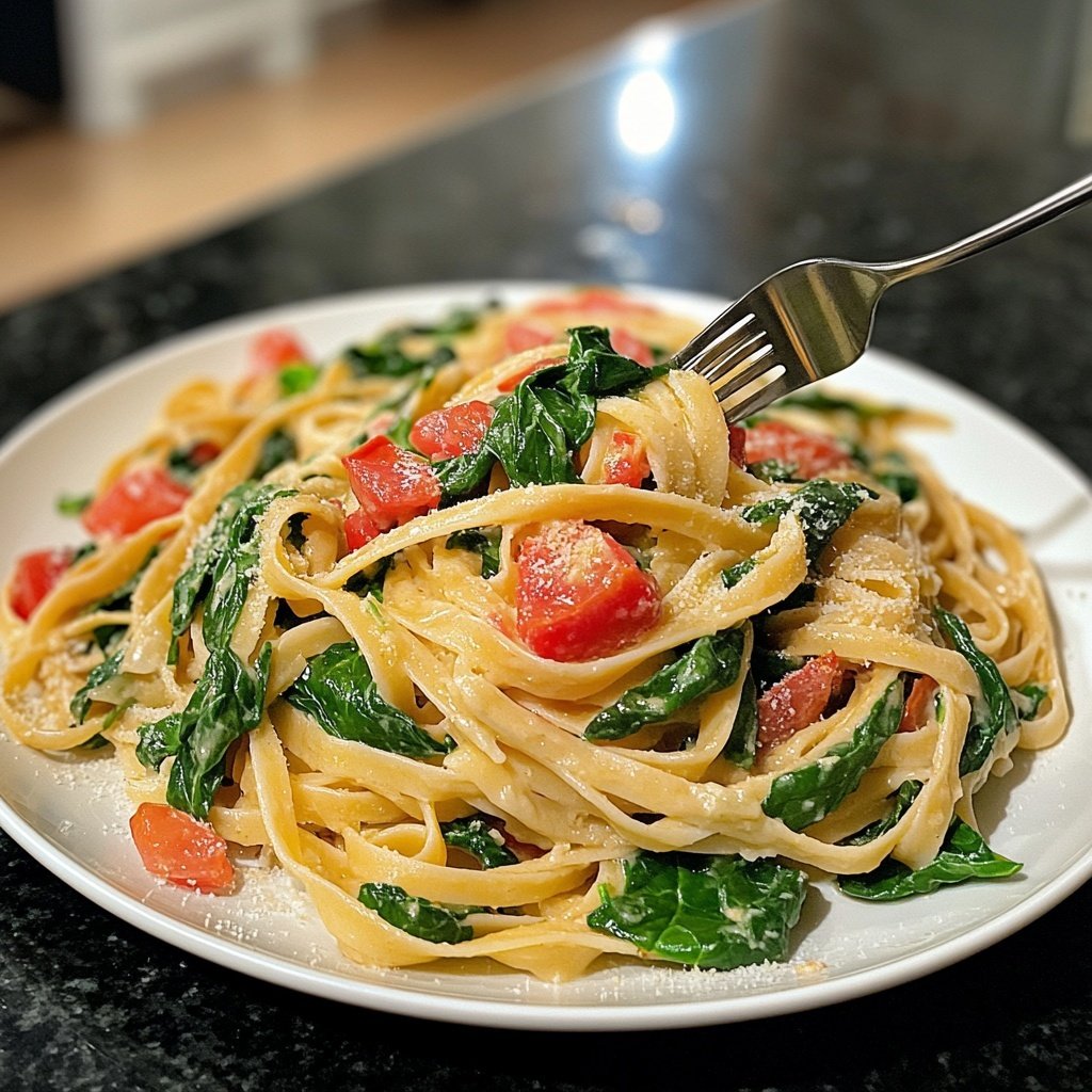 Delicious Spinach Tomato Pasta