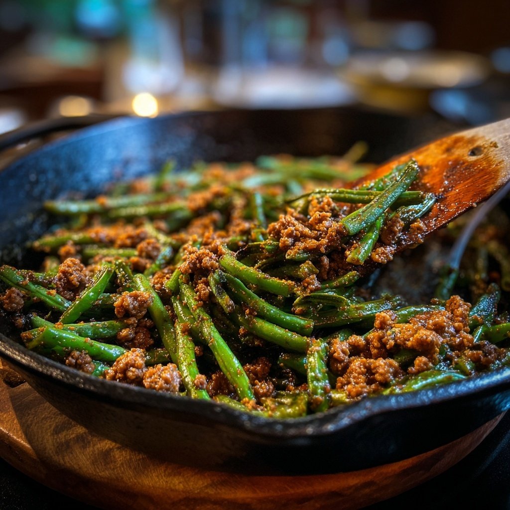 Hamburger Meat And Green Bean Skillet