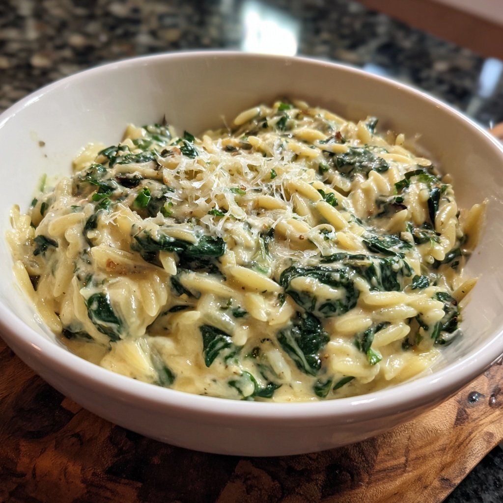 Creamy Spinach Parmesan Orzo