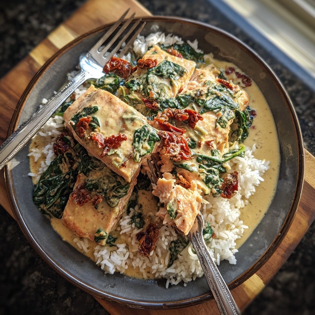 Creamy Tuscan Salmon With Rice