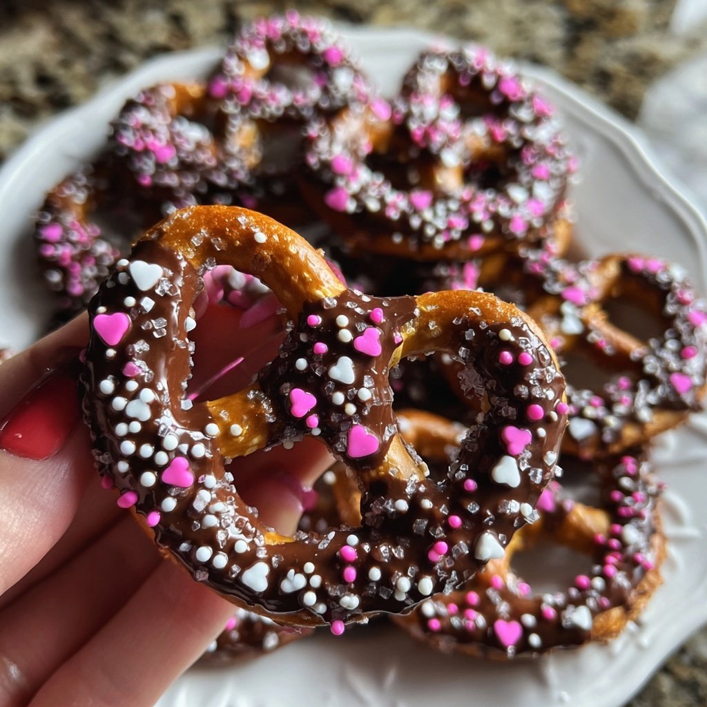 Valentines Snacks Chocolate Dipped Pretzels